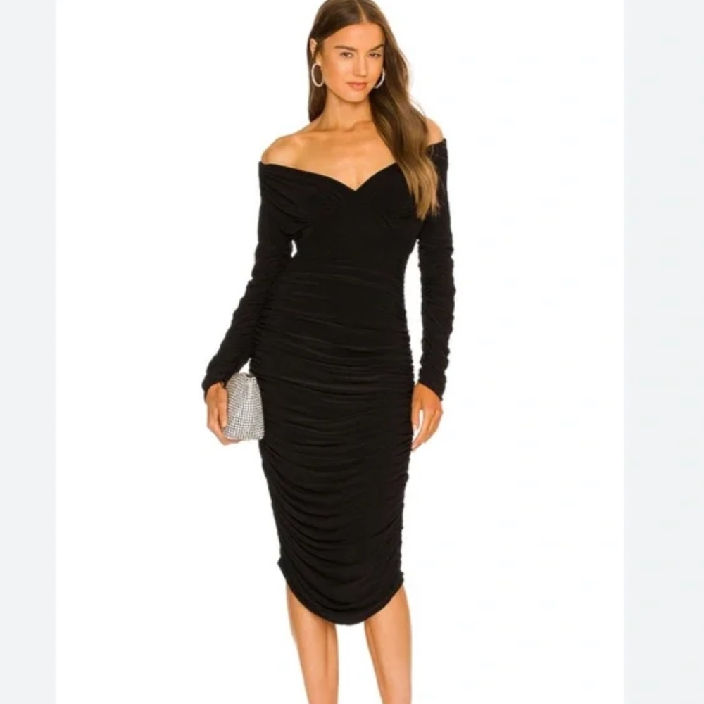 Norma Kamali Tara Dress Long Sleeve Black Size Small